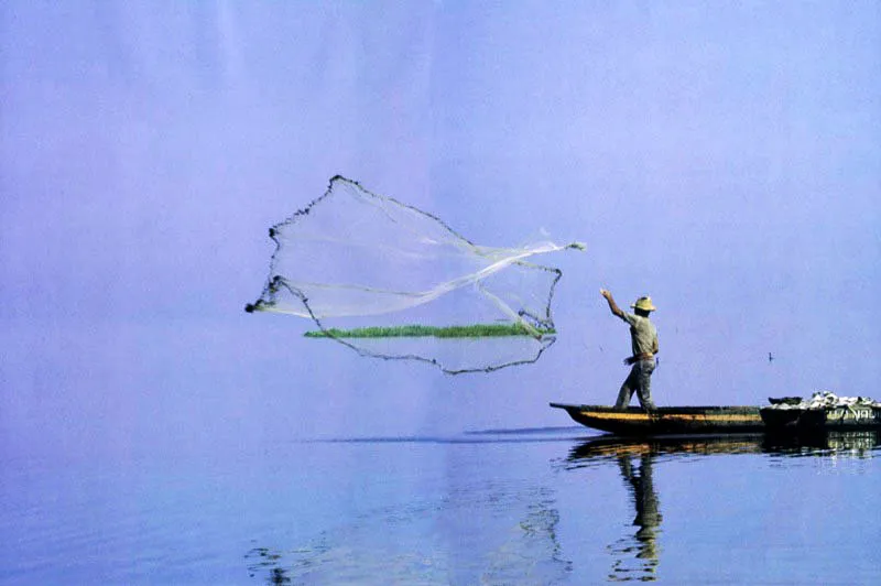En el horizonte sin fin que une al cielo con la Cinaga Grande 
de Santa Marta, un pescador lanza la red que pareciera 
destinada a atrapar la isla vegetal que 
flota en el azul de la maana. 
 Aldo Brando