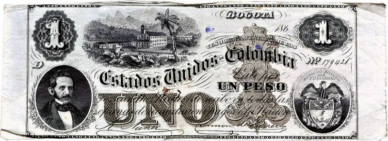 Billetes del Banco de Bogot. Autorizado desde su fundacin a emitir papel moneda, pronto sus billetes se hicieron imprescindibles para el desenvolvimiento de las transacciones mercantiles. 
