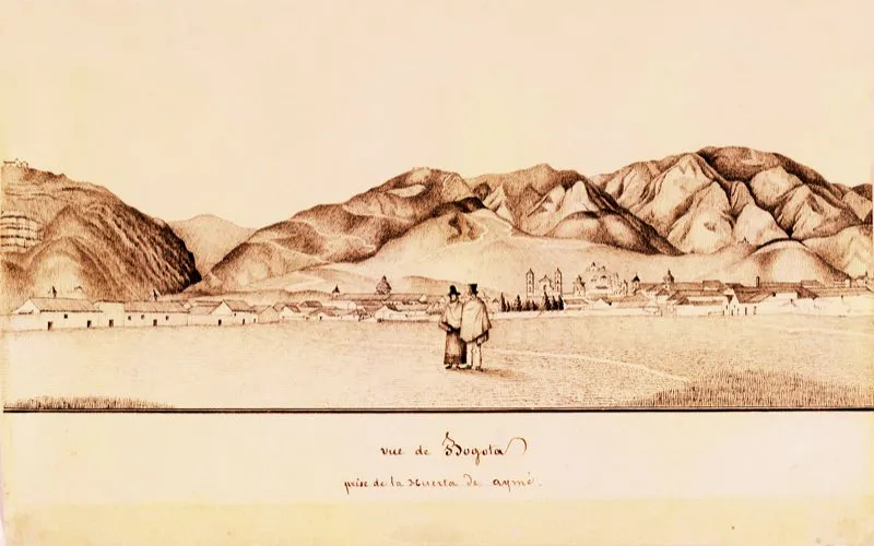 Auguste Le Moyne, Vista de Bogot desde la Huerta de Jaime, ca. 1830. Tinta sobre papel. Museo Nacional de Colombia, Bogot. 