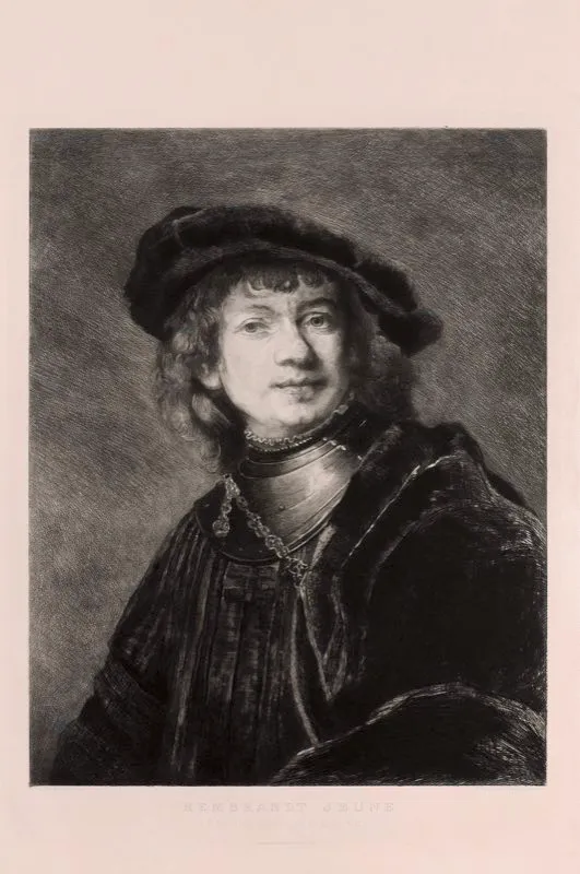 Rembrandt van Rijn (invent), George Fouquet (grab) / Chalcographie du Louvre (imprimi) / Rembrandt joven / Siglo xvii / Grabado en metal / 75 x 53 cm 
